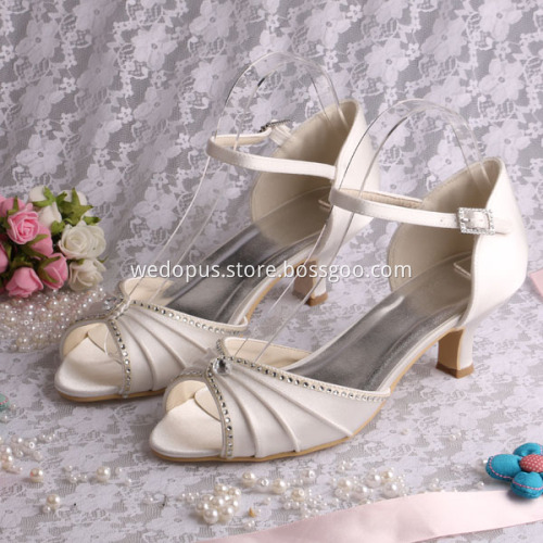 Silver Evening Shoes Low Heel Sandals